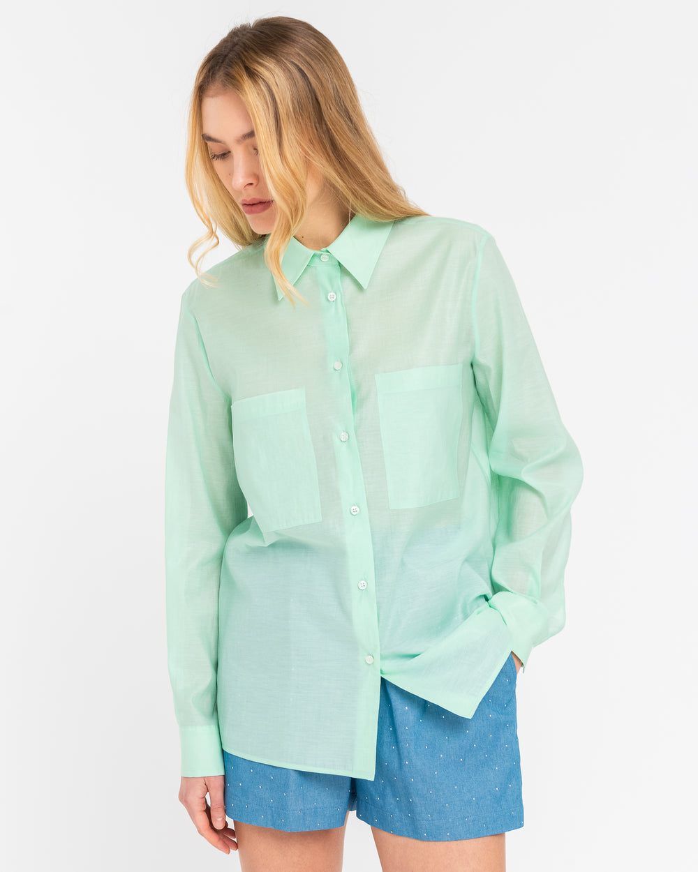 Camicia over con tasche verde