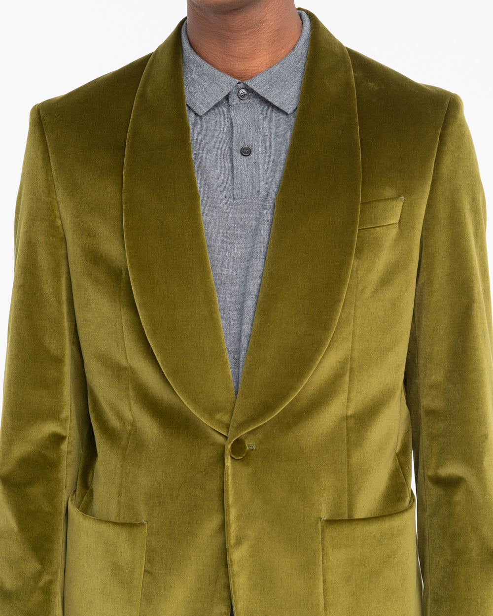 green smooth velvet relaxed fit blazer