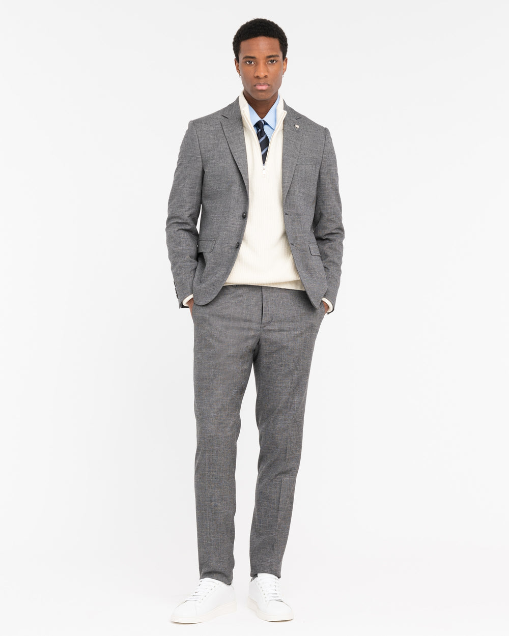 gray slim fit stretch viscose blend suit