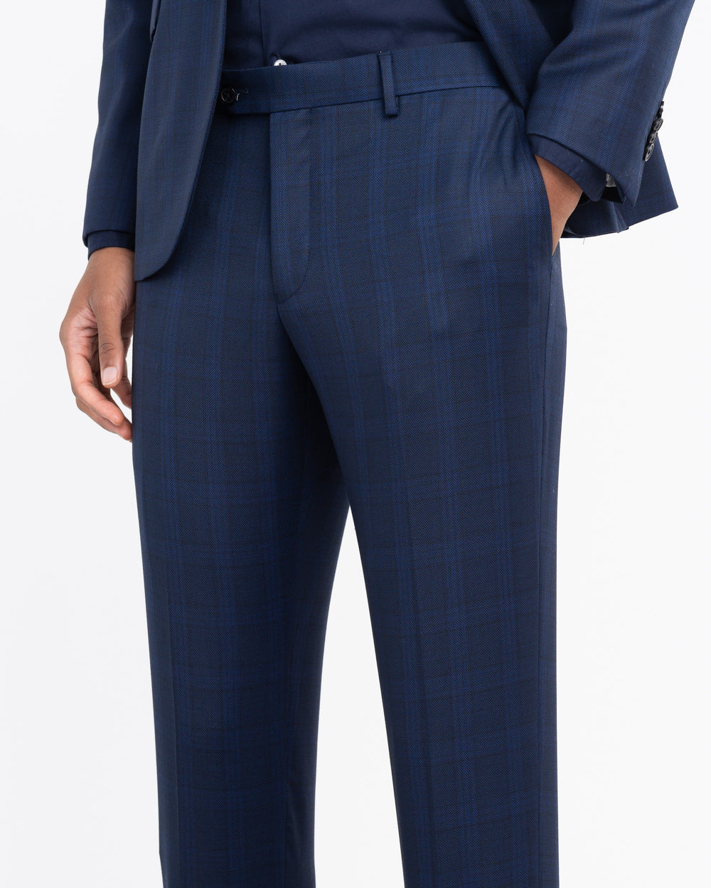 blue welsh stretch wool blend suit