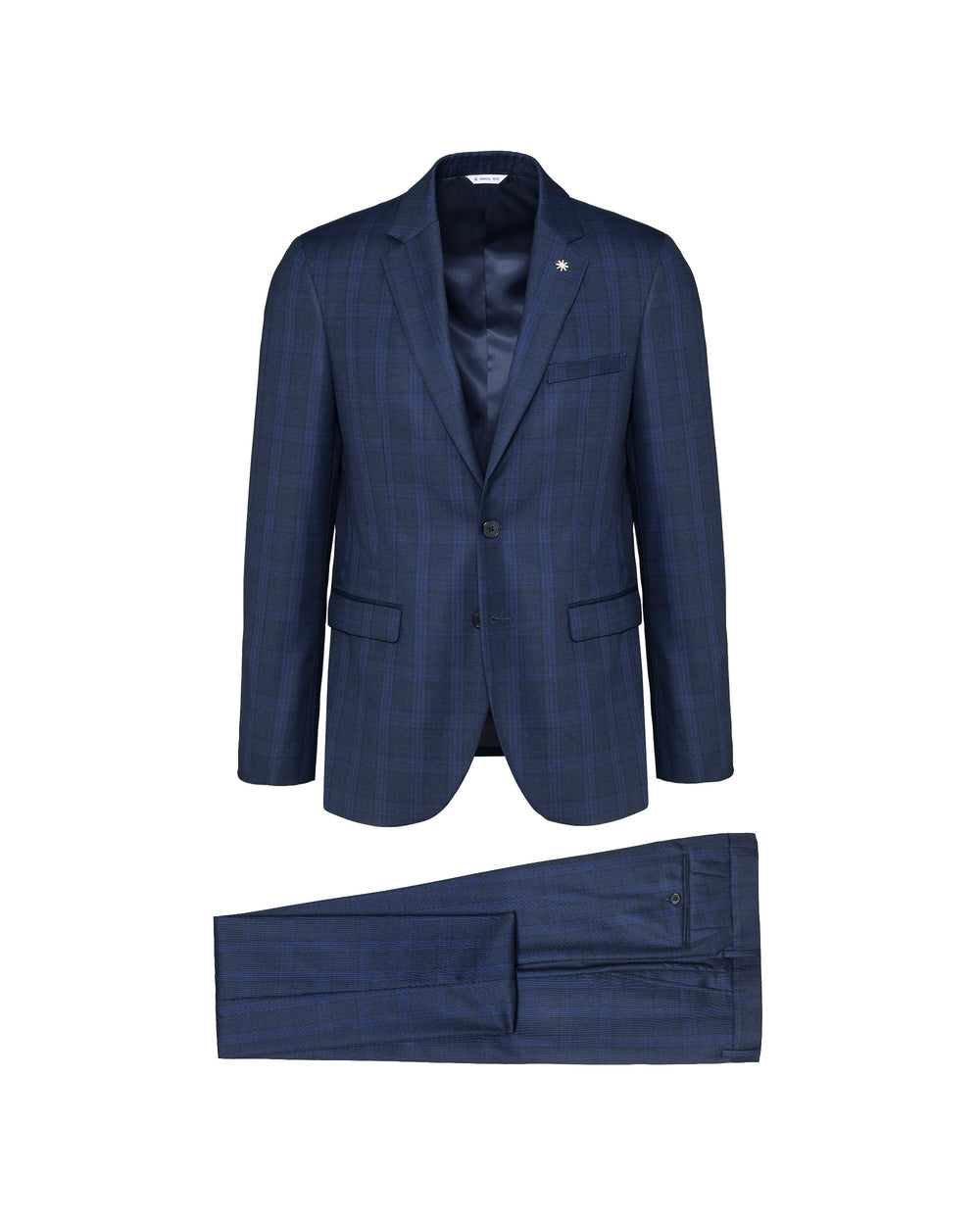 blue welsh stretch wool blend suit