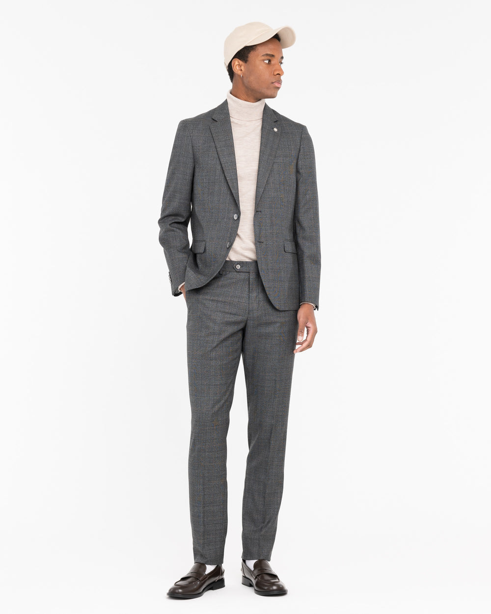 gray welsh stretch wool blend suit