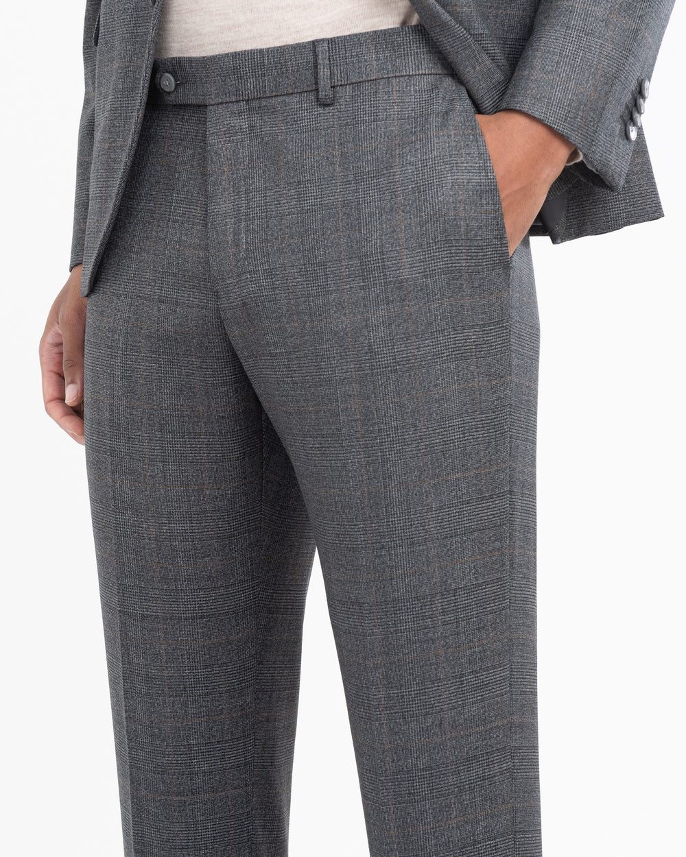 gray welsh stretch wool blend suit