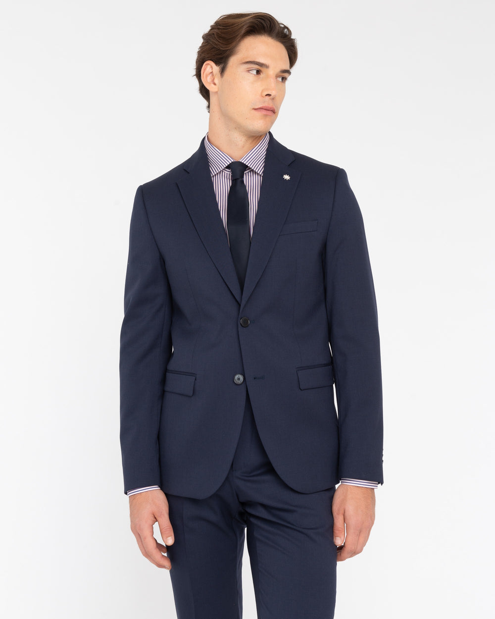 blue stretch wool slim fit suit