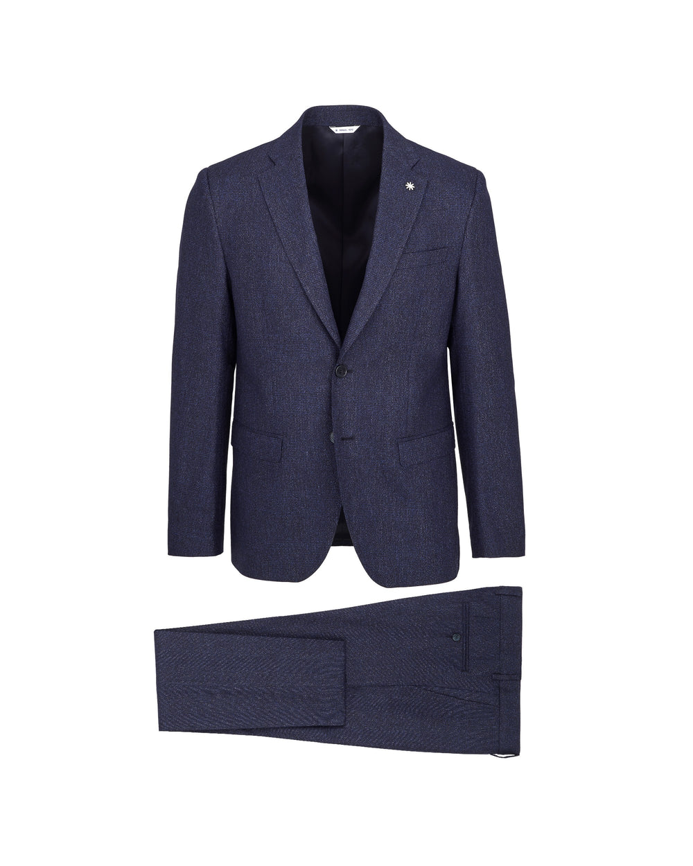 blue stretch wool blend slim suit