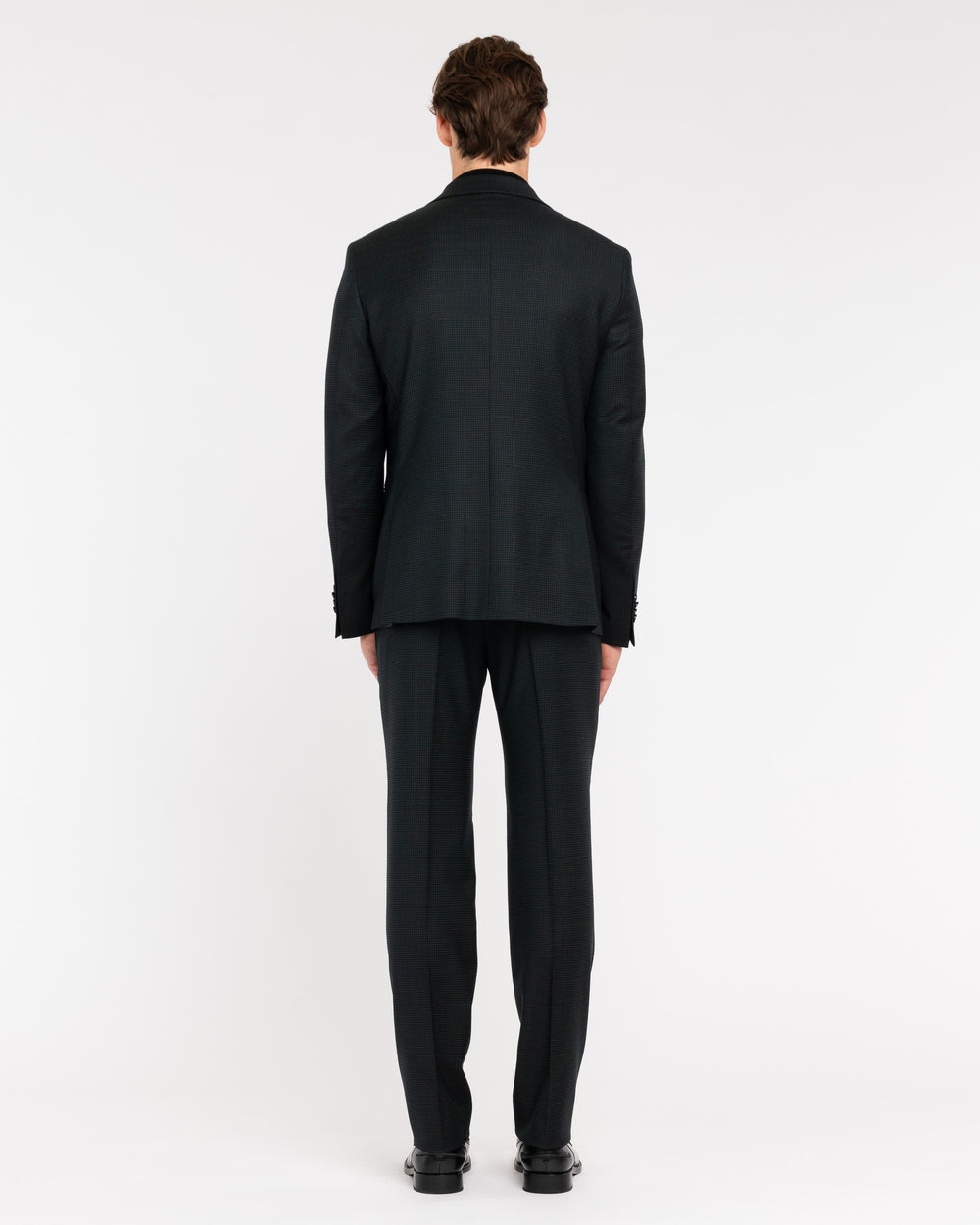 green slim damier suit in pure stretch wool