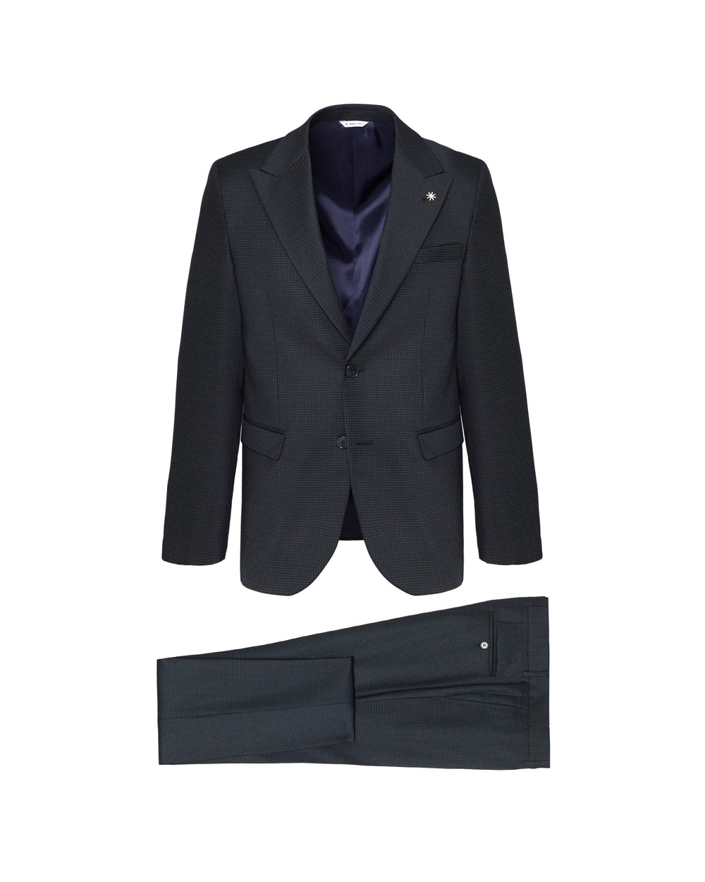 green slim damier suit in pure stretch wool