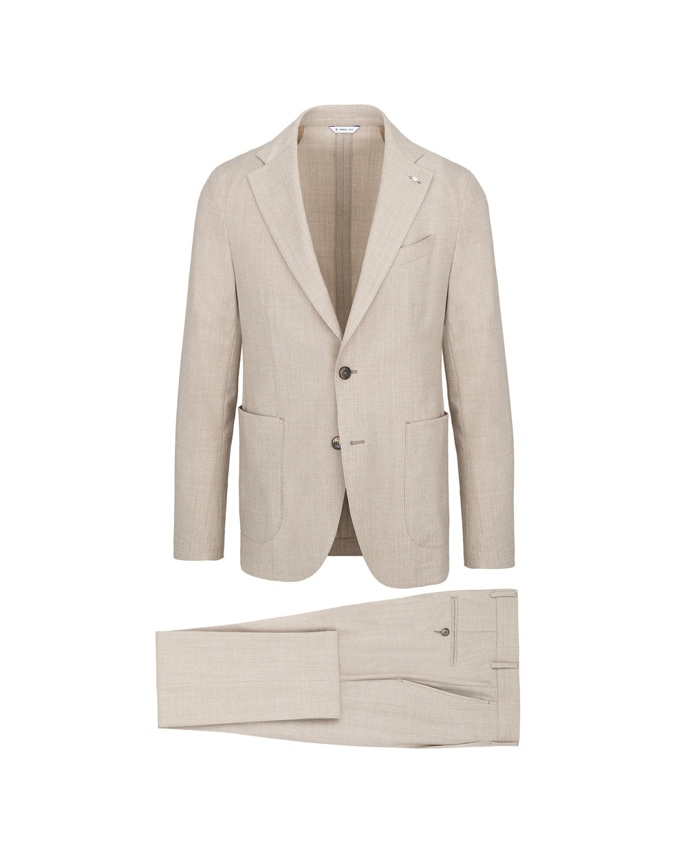 beige slim fit stretch wool flannel suit