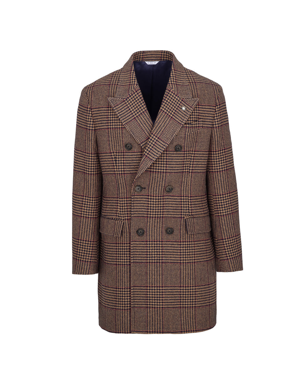 brown wool-blend double-breasted wales coat