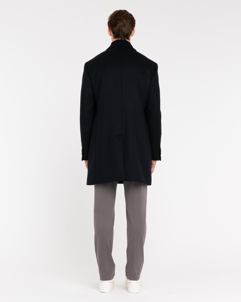 blue double-breasted wool-blend cloth coat