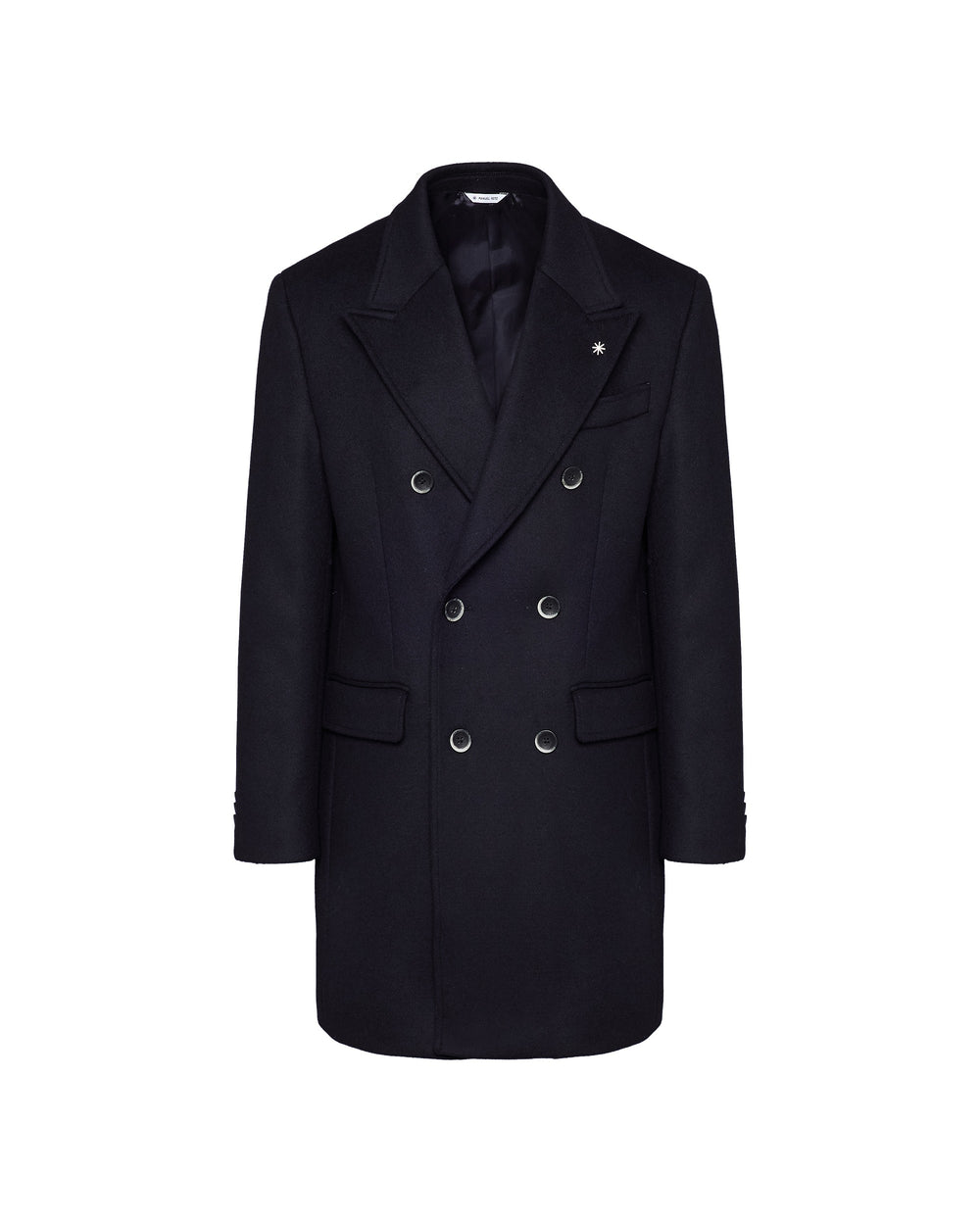 blue double-breasted wool-blend cloth coat