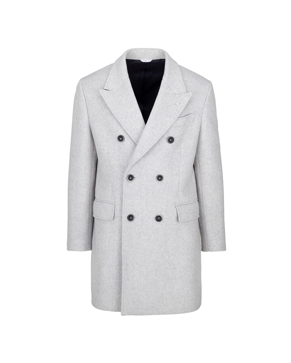 gray double-breasted wool-blend cloth coat