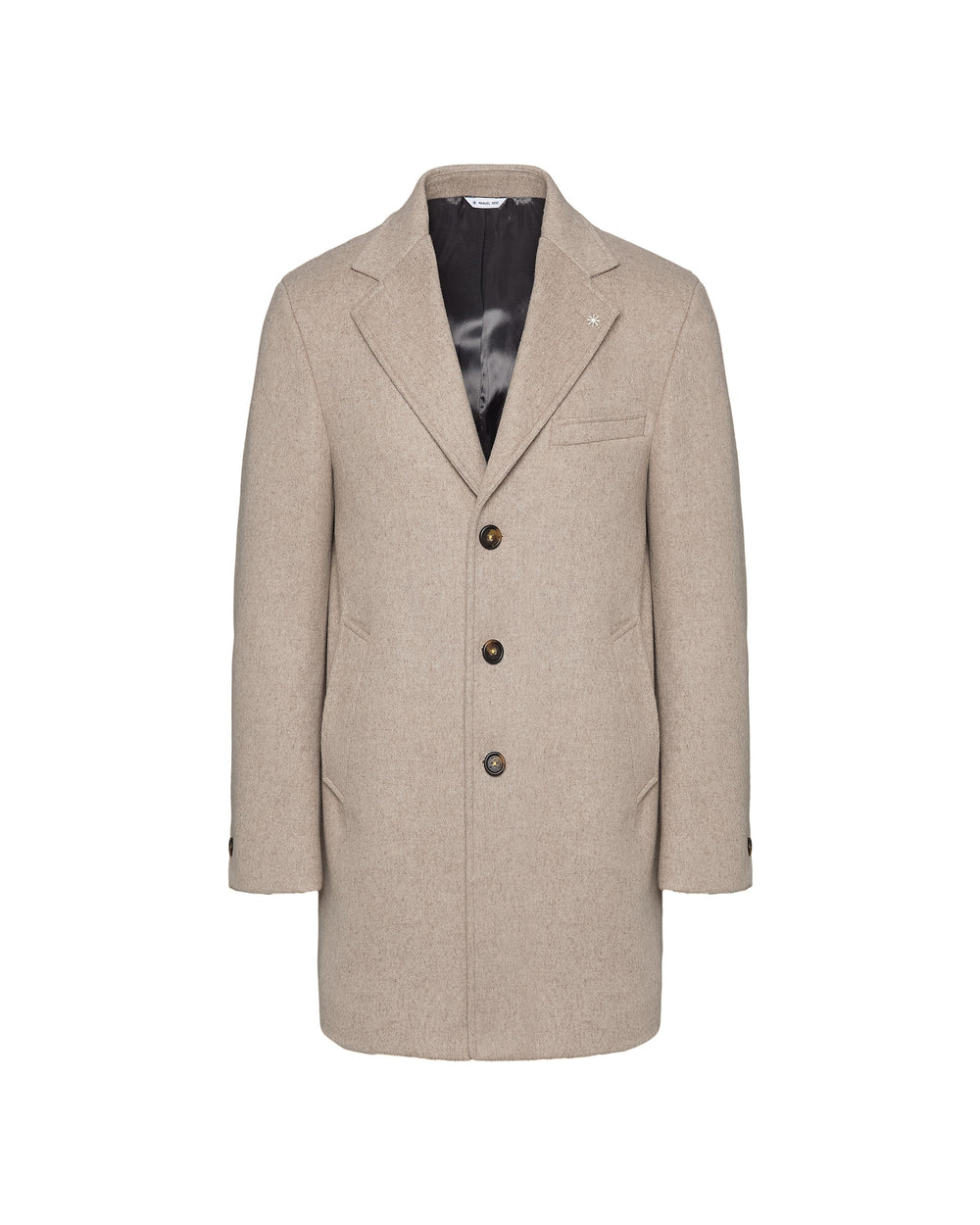 beige slim fit wool blend coat