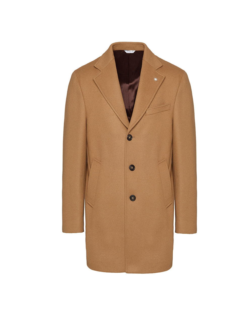 beige slim fit wool blend coat