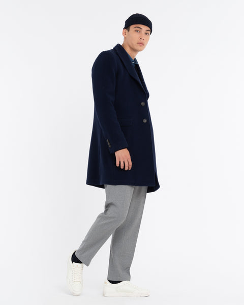 blue nuvola velour wool-blend coat