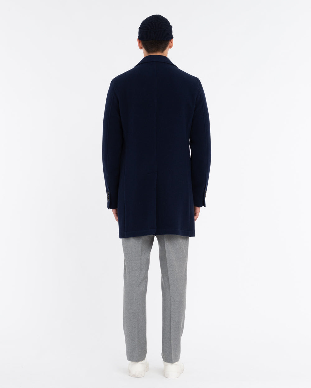 blue nuvola velour wool-blend coat