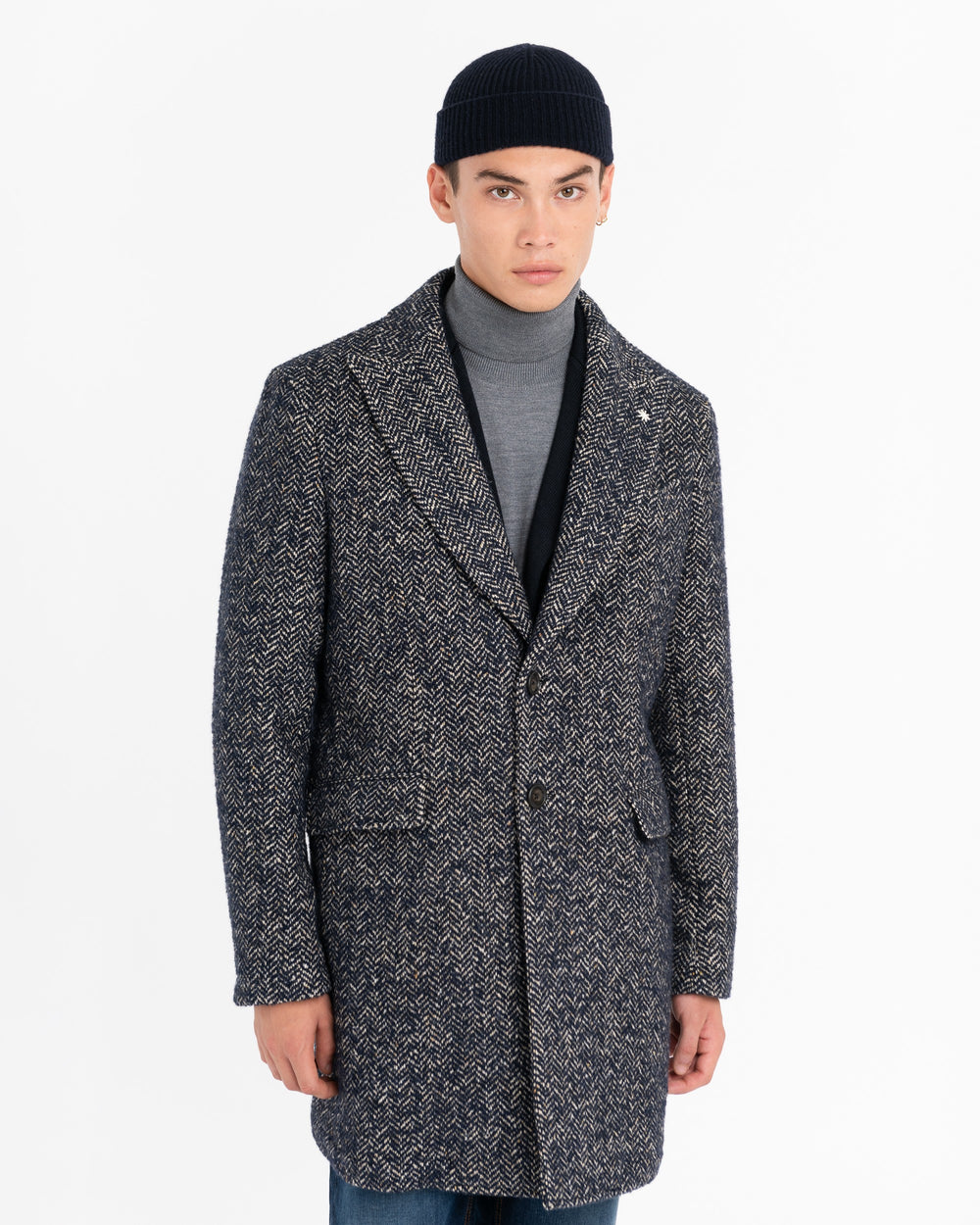 blue nuvola resca bouclè wool-blend coat