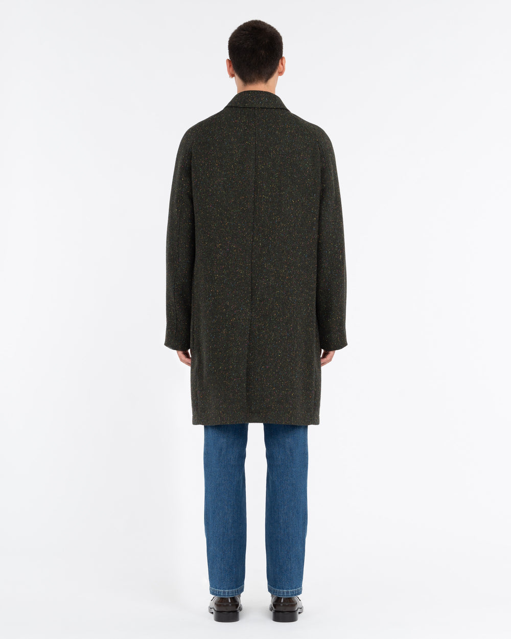 green chevron wool-blend coat