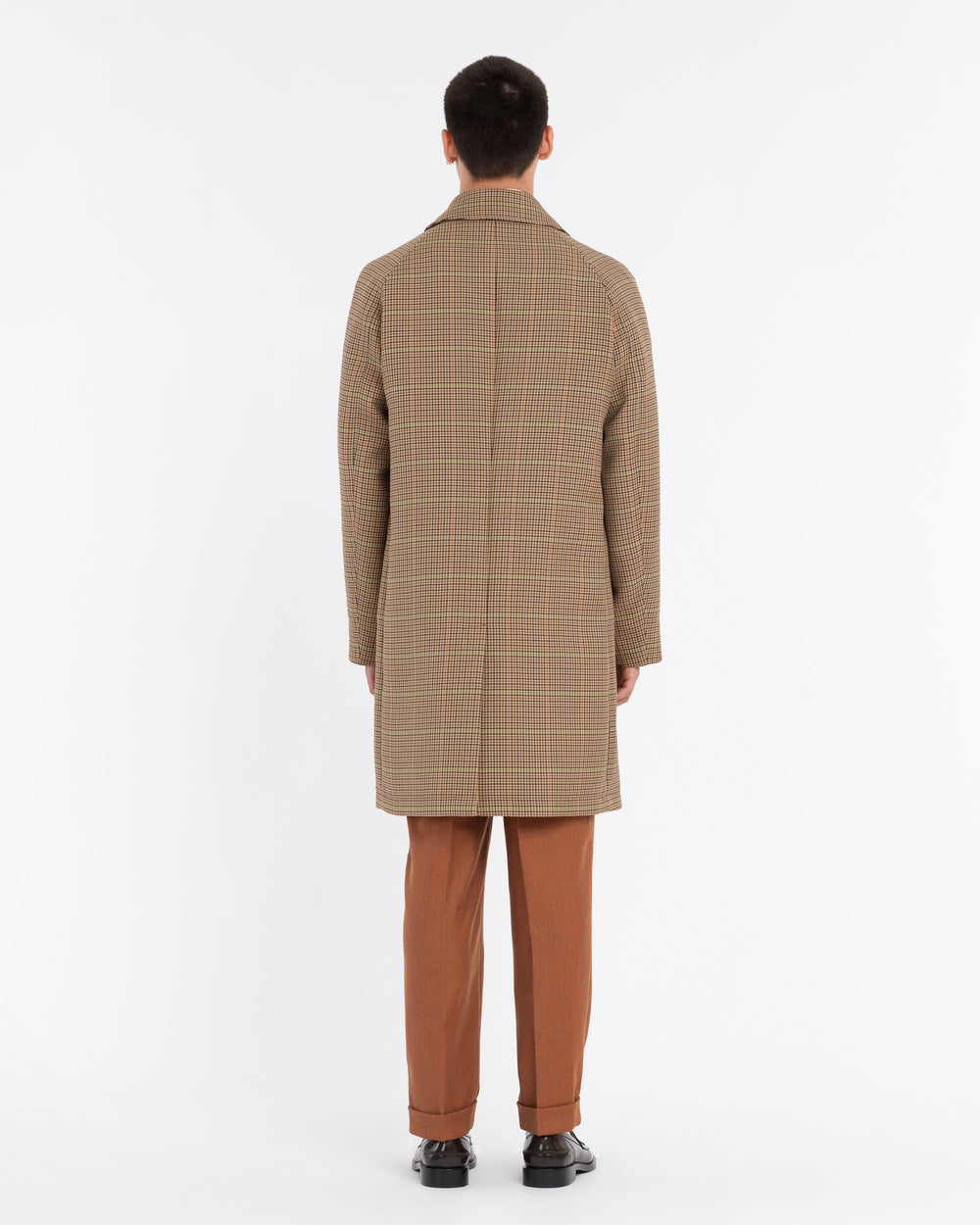 brown pied de poule coat in cotton blend