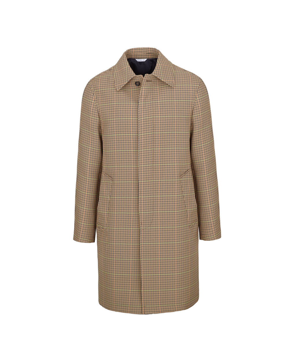 brown pied de poule coat in cotton blend