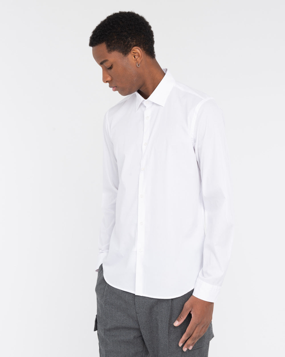 white washed stretch cotton poplin shirt