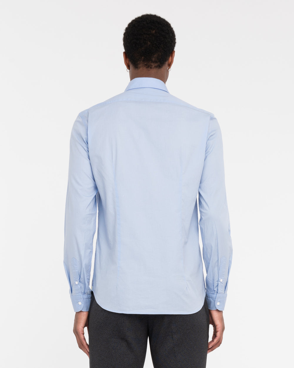 sky blue washed stretch cotton poplin shirt