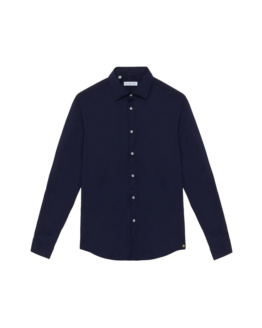 blue washed stretch cotton poplin shirt