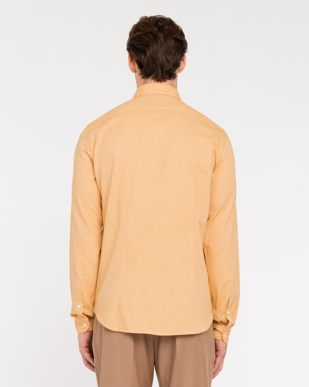 yellow twill cotton stretch button down shirt