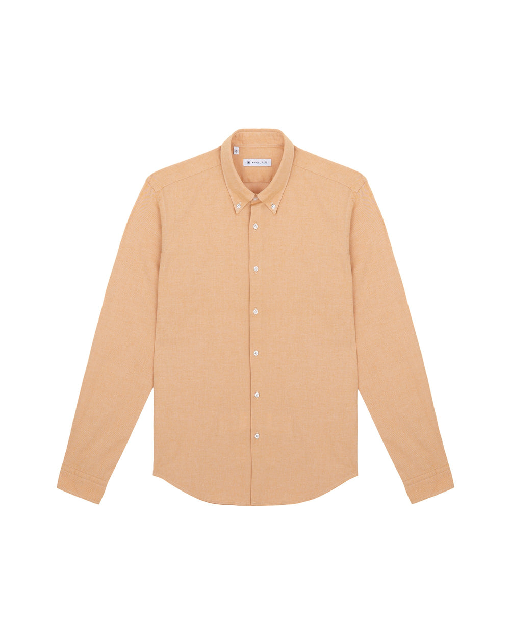 yellow twill cotton stretch button down shirt