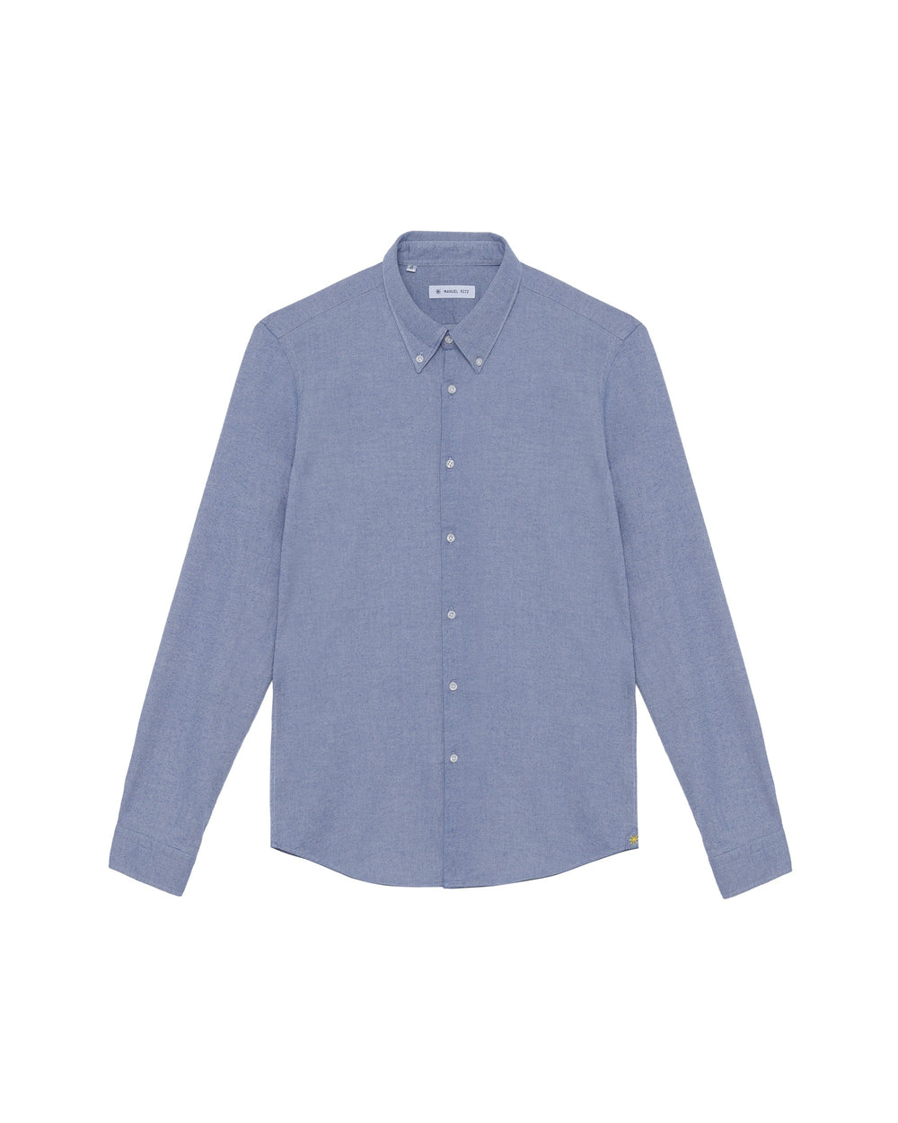 light blue twill cotton stretch button down shirt