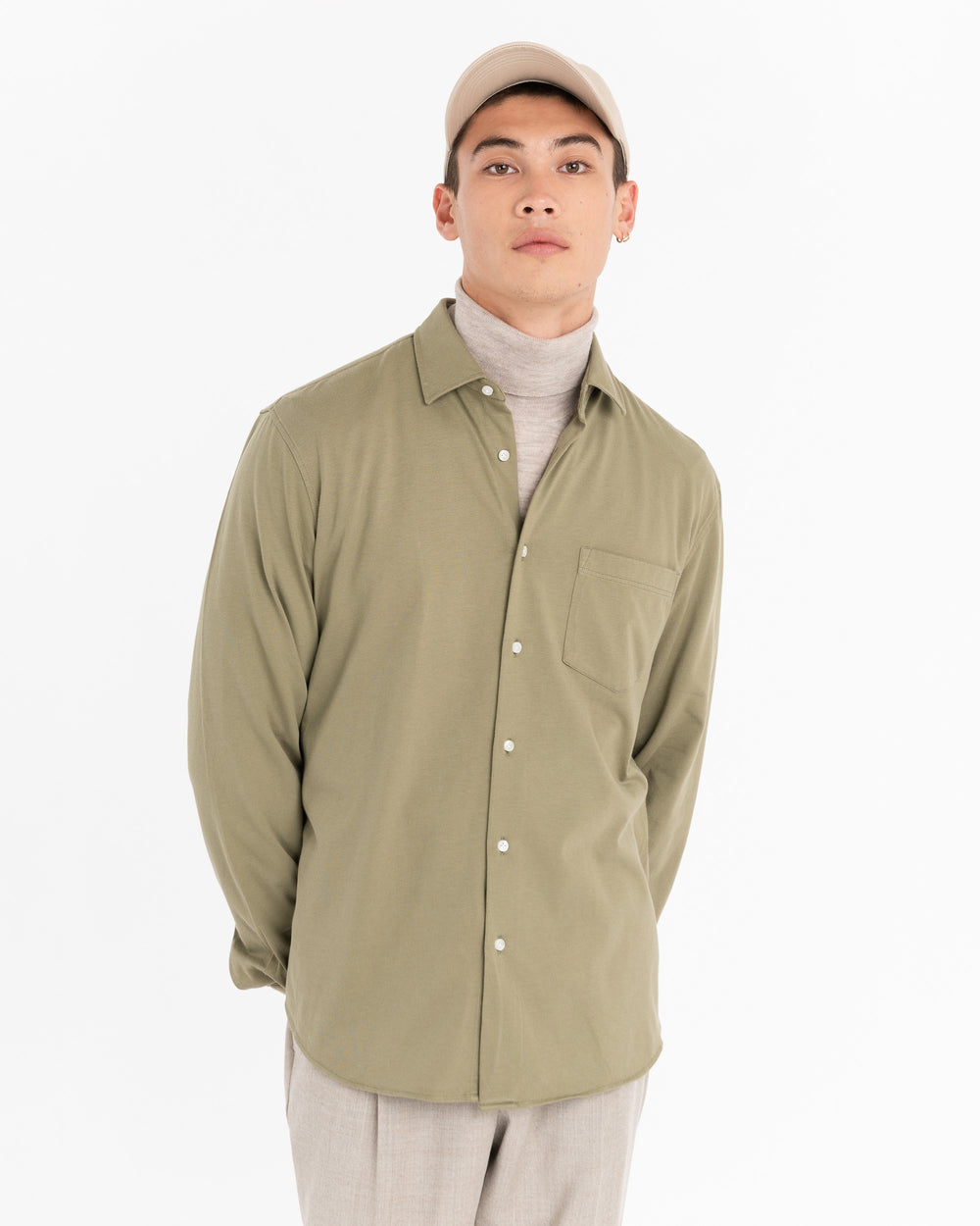 green slim fit jersey shirt