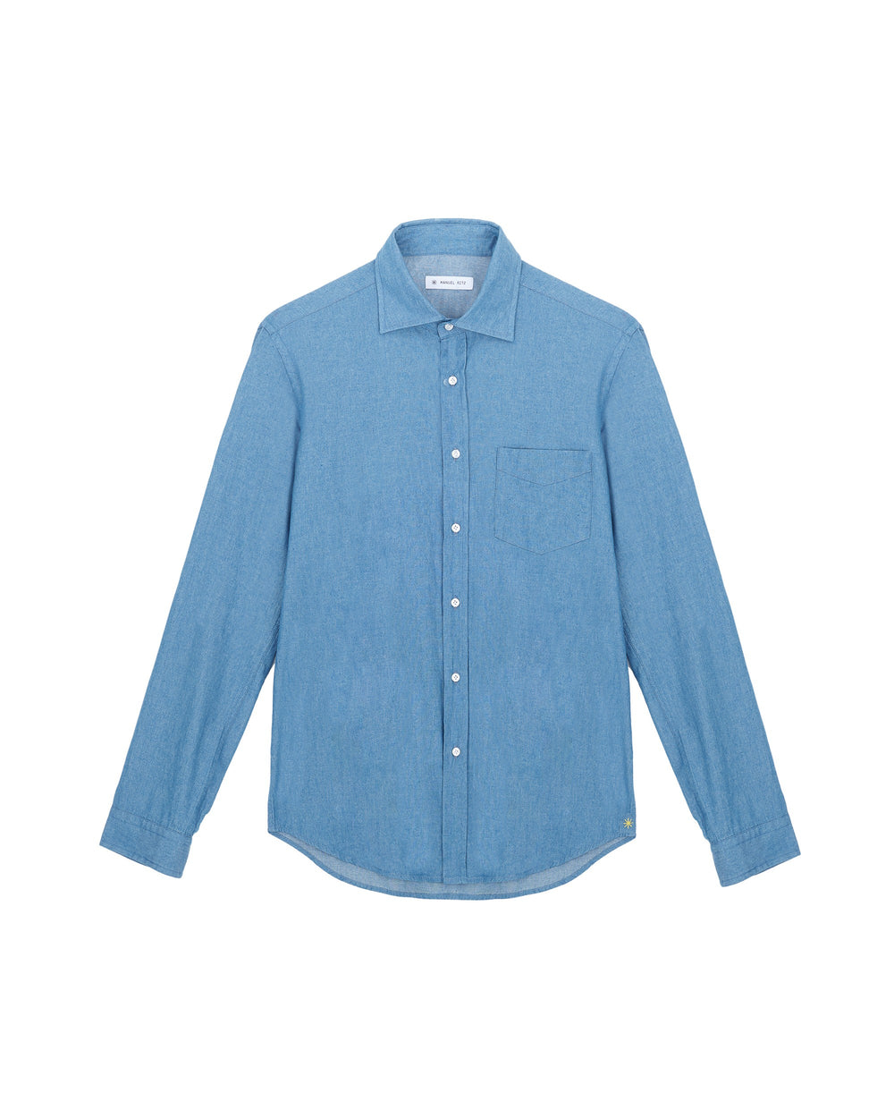 light blue slim fit indigo cotton chambray shirt