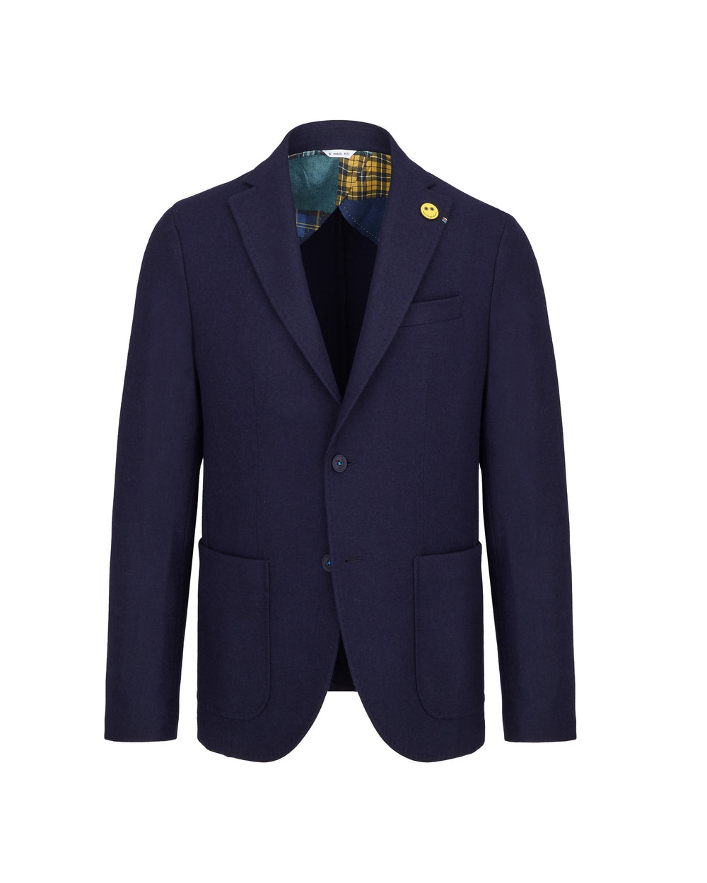 blue wool blend diagonal slim blazer