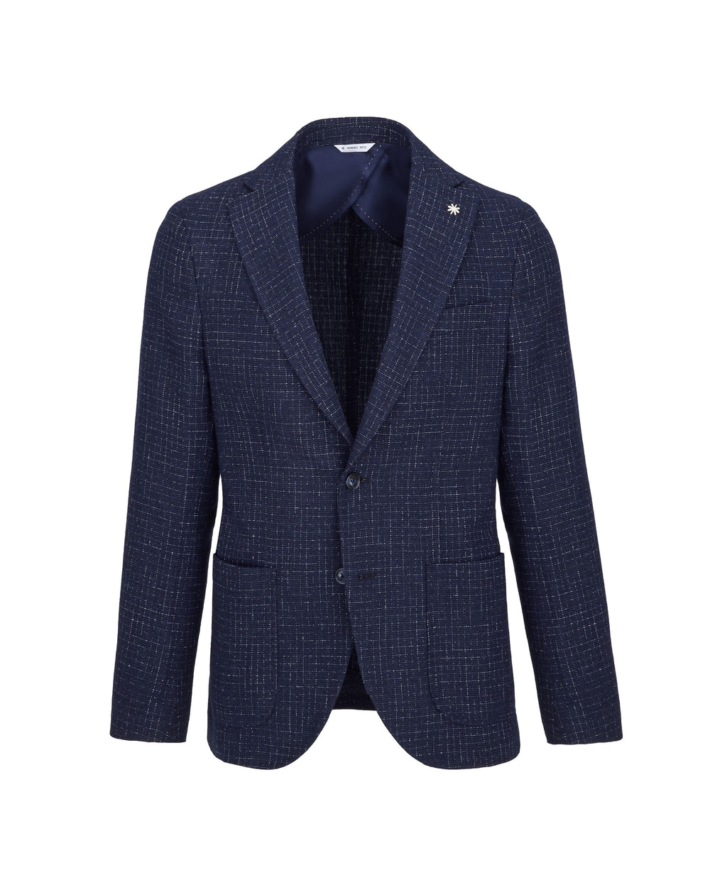 blue cotton wool blend slim pattern blazer