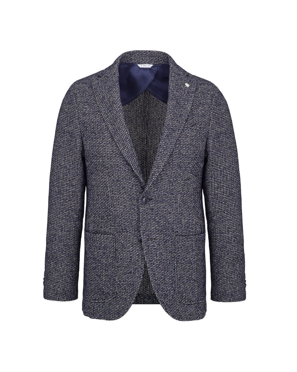 blue slim wool blend bouclé blazer