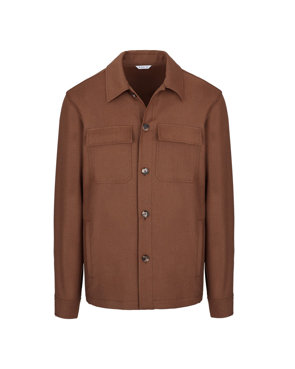 brown stretch wool flannel overshirt