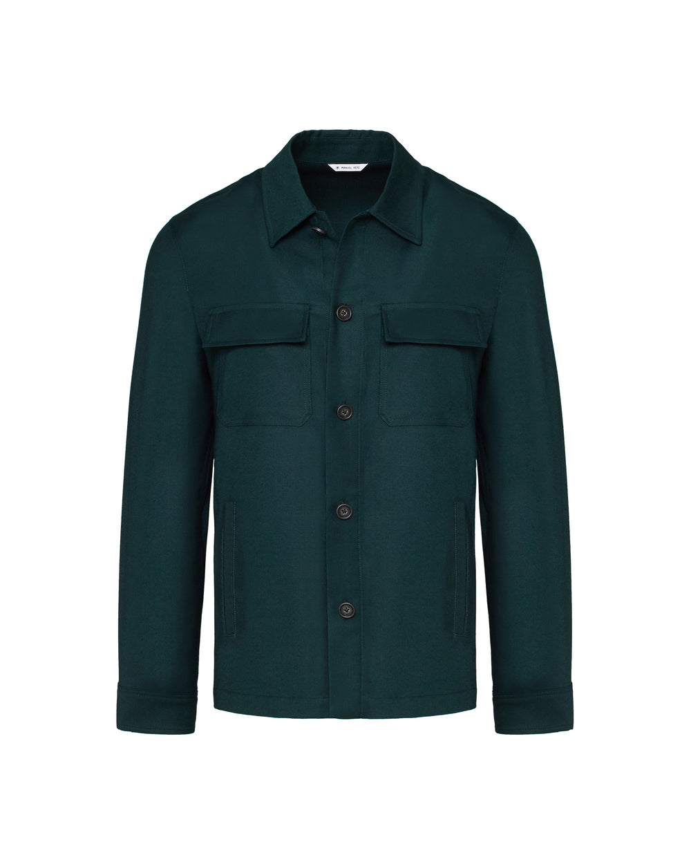 green stretch wool flannel overshirt