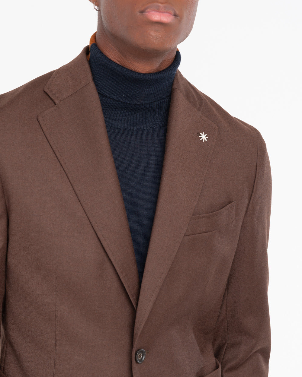 brown nuvola stretch wool flannel blazer