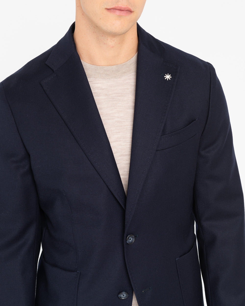 blue nuvola stretch wool flannel blazer