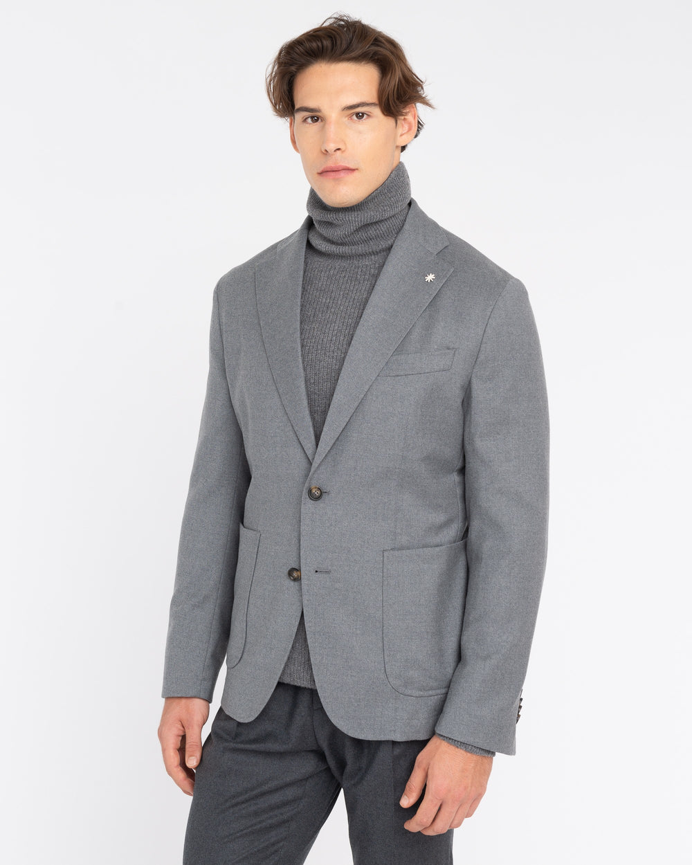 gray nuvola stretch wool flannel blazer