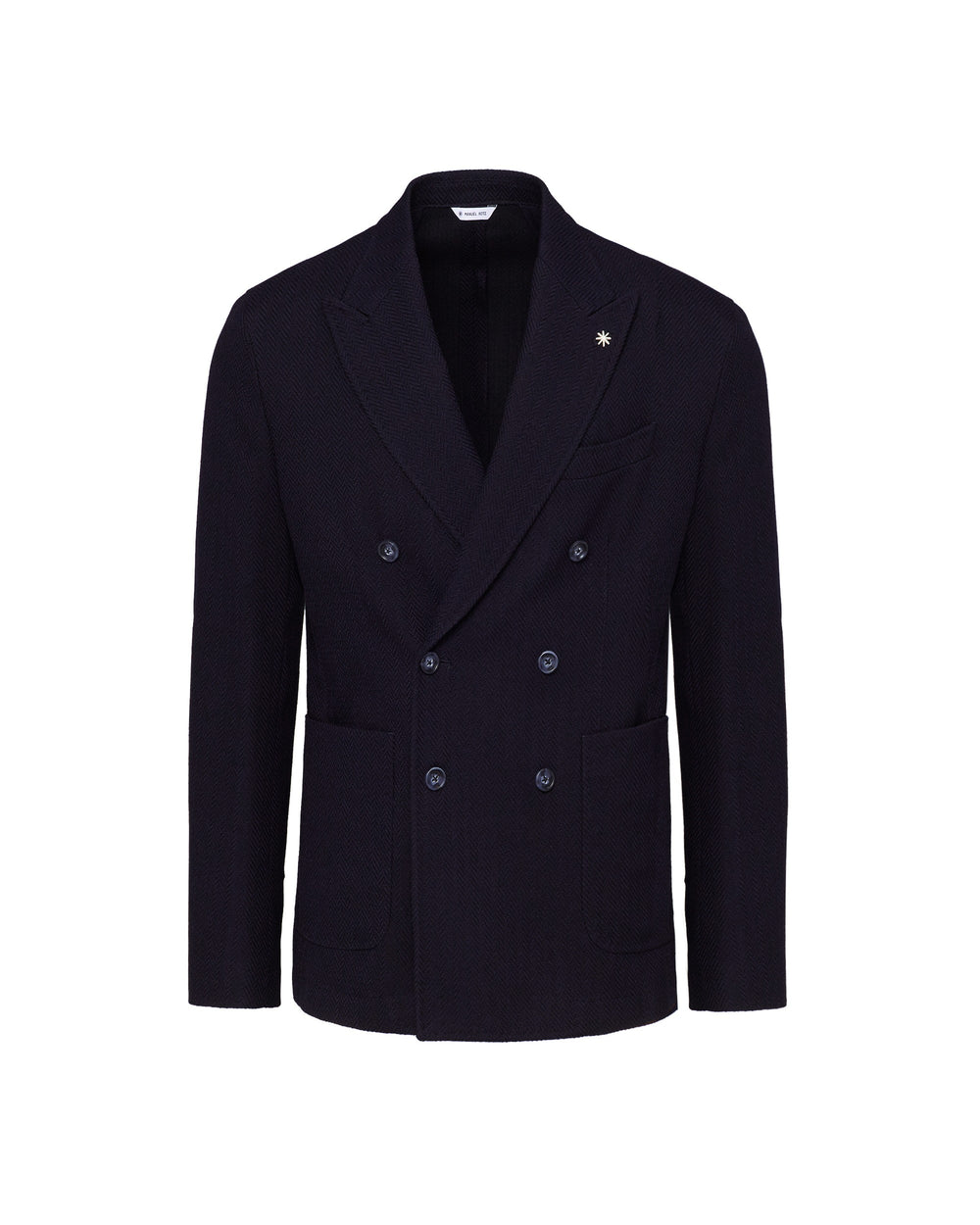 blue resca wool cotton double breasted blazer