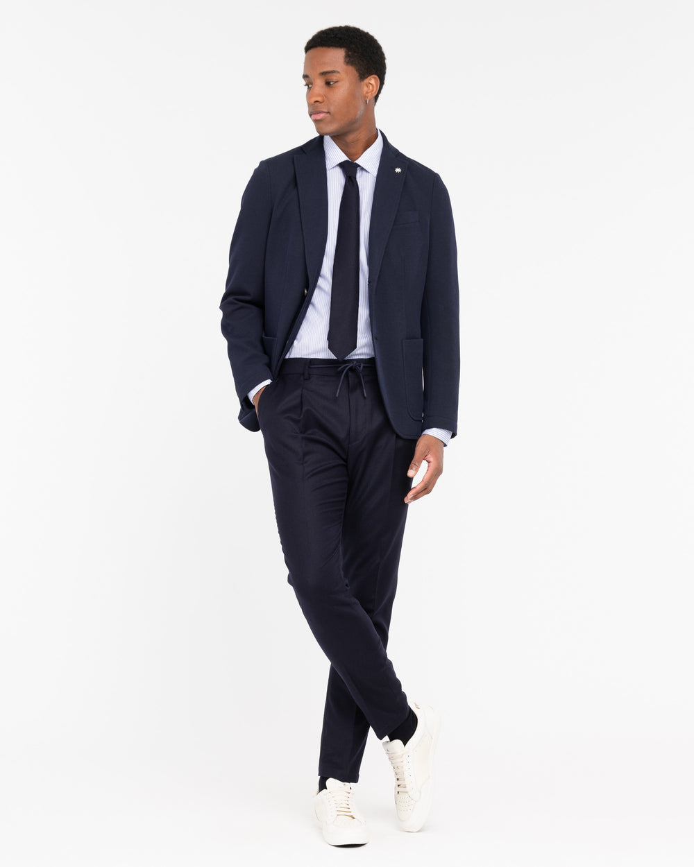 blue stretch piquè jersey blazer