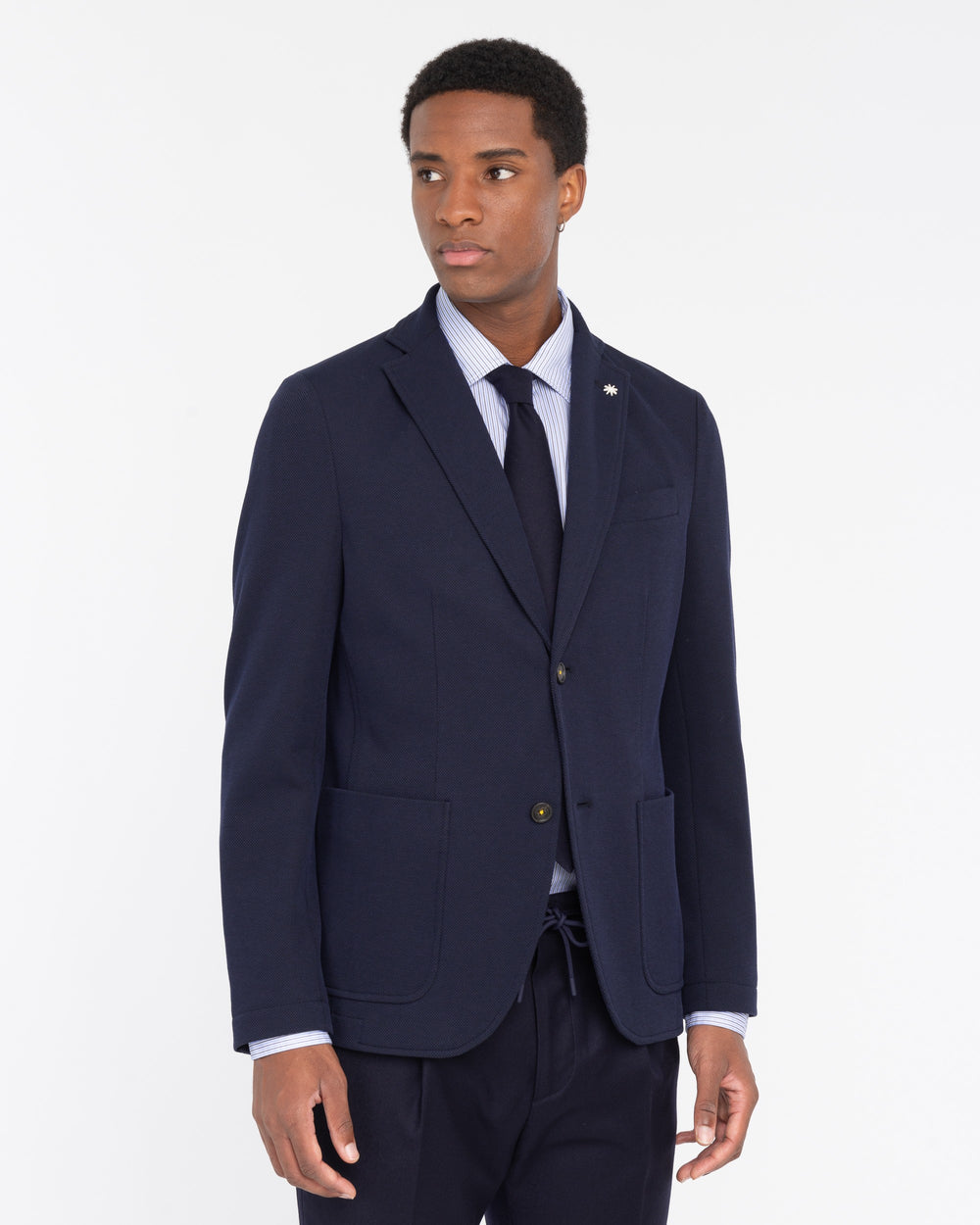 blue stretch piquè jersey blazer