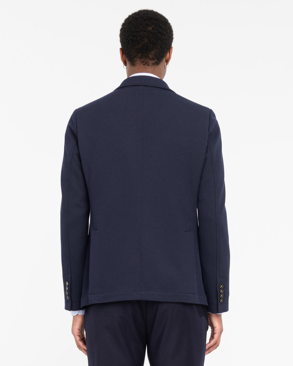 blue stretch piquè jersey blazer