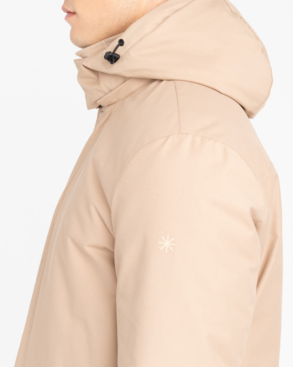 beige cotton-blend microfibre padded trench coat