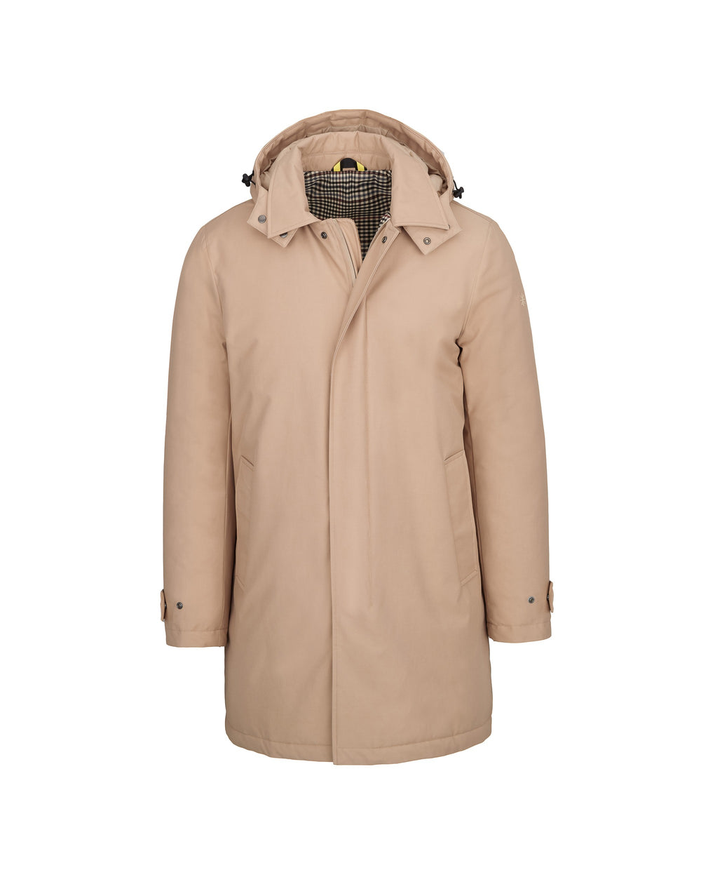 beige cotton-blend microfibre padded trench coat