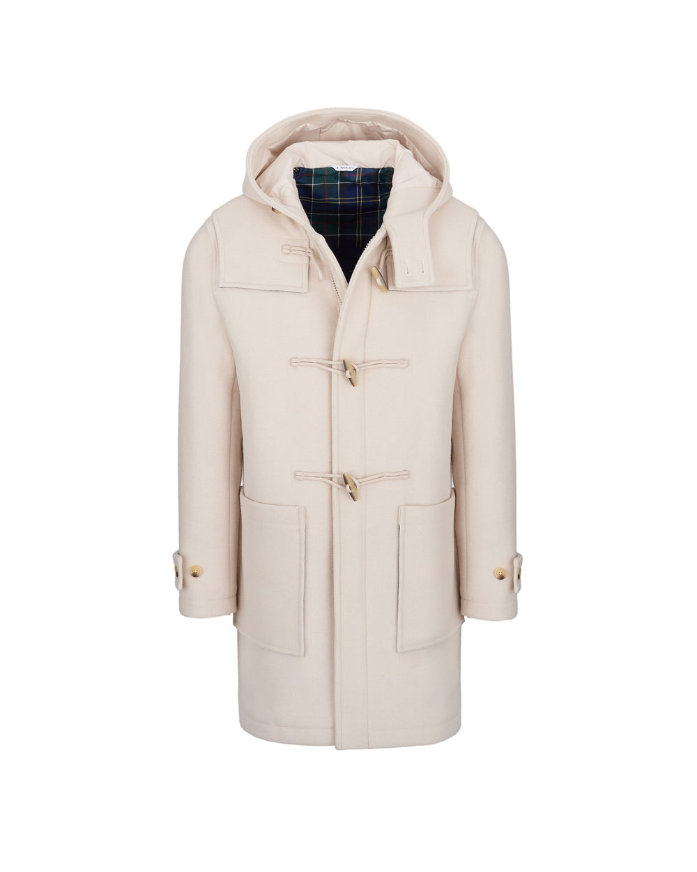 white wool blend velour duffle coat