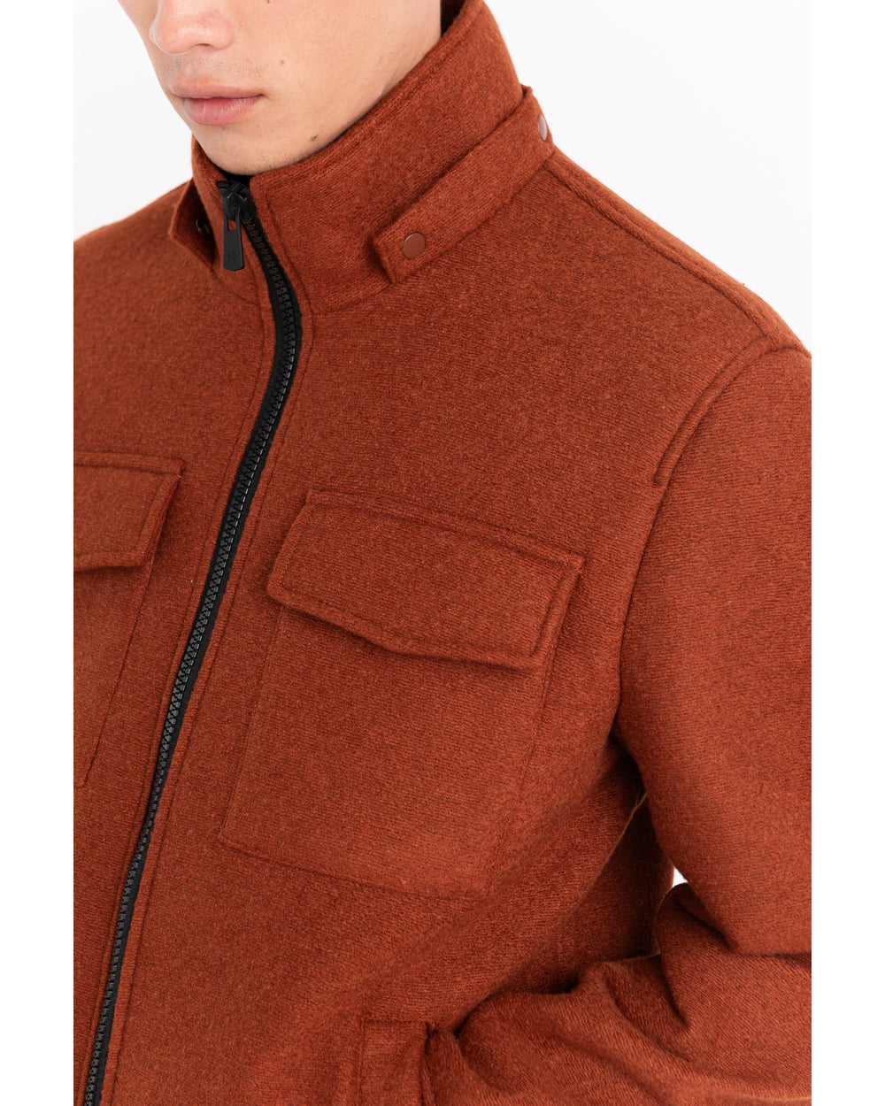 brown neoprene bonded jersey bomber jacket