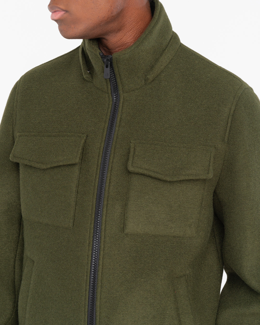 green neoprene bonded jersey bomber jacket