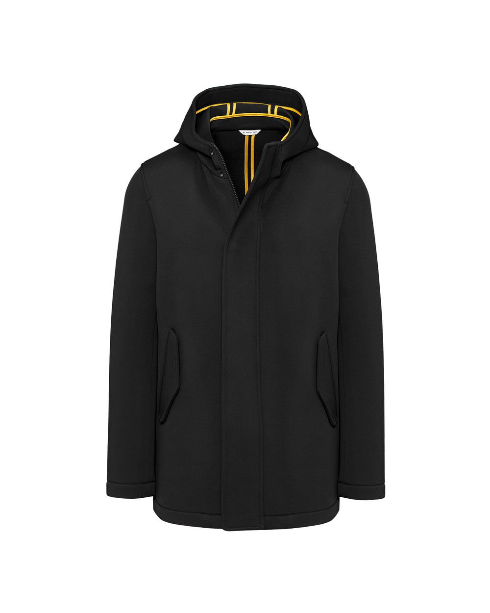 black technical jersey padded coat